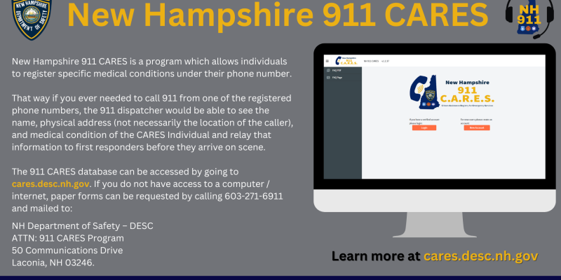 New Hampshire 911 CARES Program Flyer